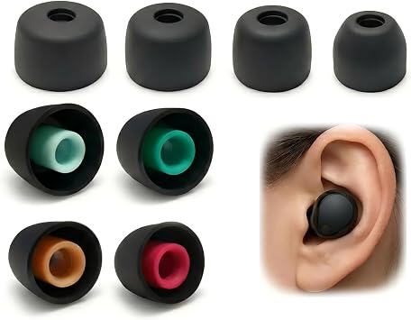 Replacement Ear Tips for WF-1000XM5, 4 Pairs Soft Silicone Earbuds Tips for WF-1000XM4, WF-1000XM3, Noise Isolating Ear Hooks for Secure Fit, Black
