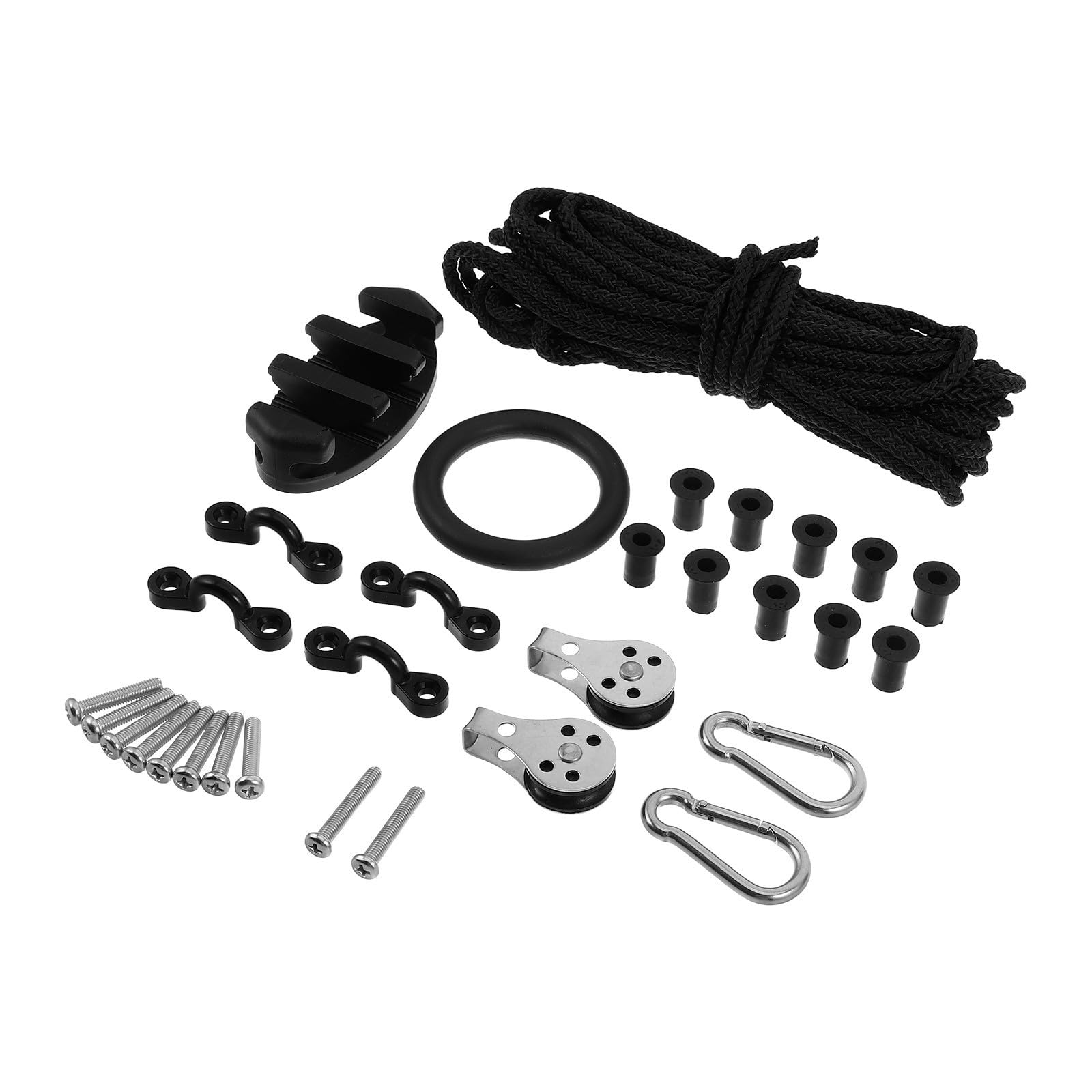 CHILDWEET Kit de Cuerda de Ancla para Kayak y Bote con Polea de Acero Inoxidable y Cuerda de 30 Pies, Portátil Sistema de Poleas para Aventuras en Corrientes y Pesca