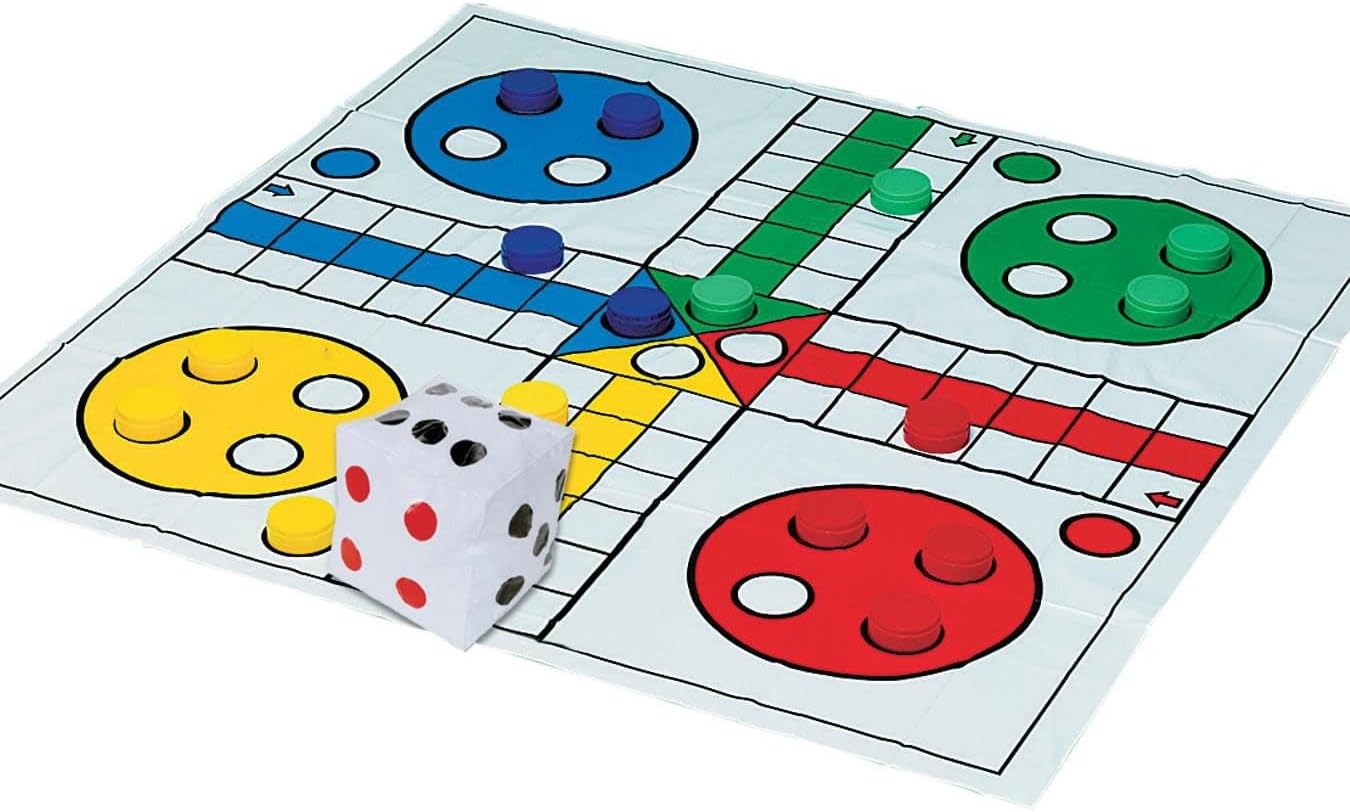 S&S Worldwide Jumbo Ludo Game. Kids Will Love Giant 40" Sqaure Vinyl Game Mat and 5" Inflatable Movement Die.