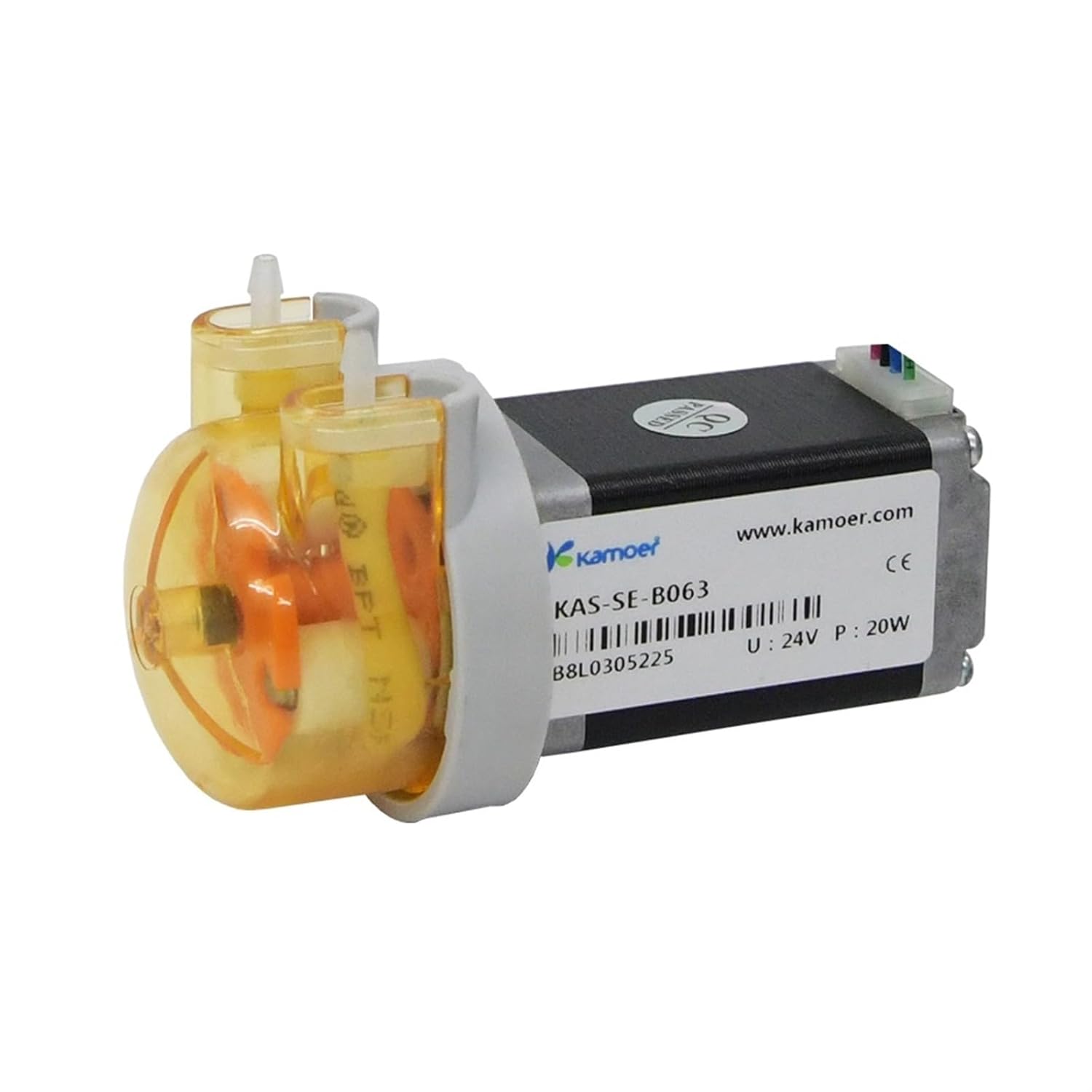 1PCS 12V/24V KAS Small Peristaltic Dosing Water Pump with Stepper Motor, 3 Rotors Silicone/BPT Tube(B08,Se-24v-3 Rotors)