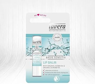 lavera basis sensitiv Lip Balm - with organic Jojoba-Oil & Almond-Oil - protects lips against drying out - for intensive moisture - for soft, smooth & supple lips - vegan - organic (1 x 4 g)