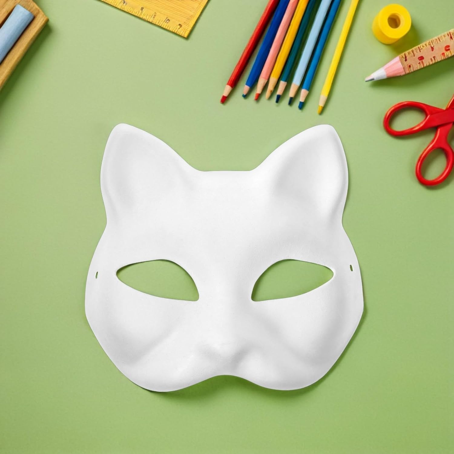 15Pcs Diy Blank Cat Face Masks, Paintable Pulp Masquerade Masks for Halloween, Party Decorations, Cosplay, and Craft Activities