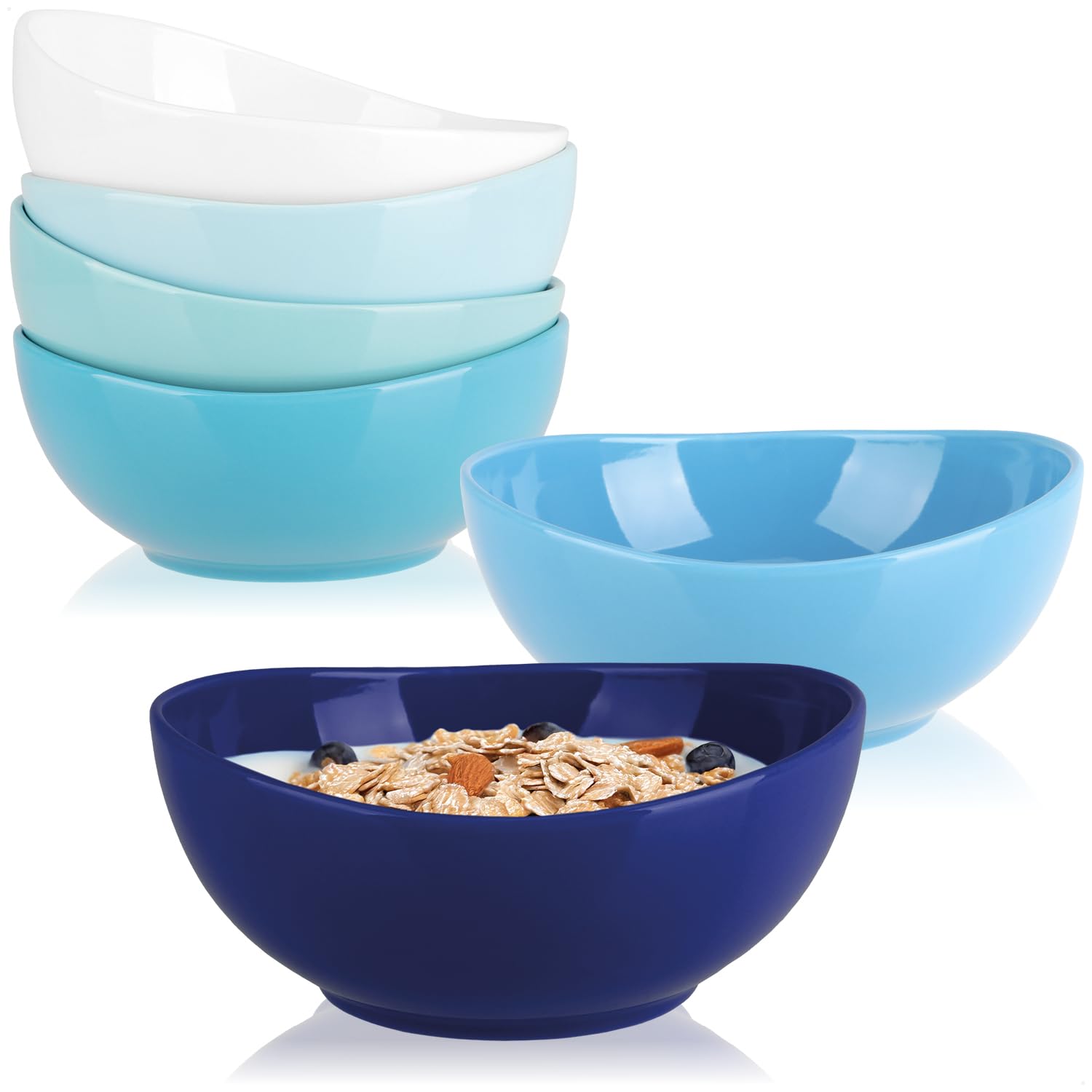 com-four® 6x Bols en Céramique 500 ml pour Céréales | Bols empilables pour petit déjeuner, salades, desserts et snacks, design élégant, micro ondes et lave vaisselle