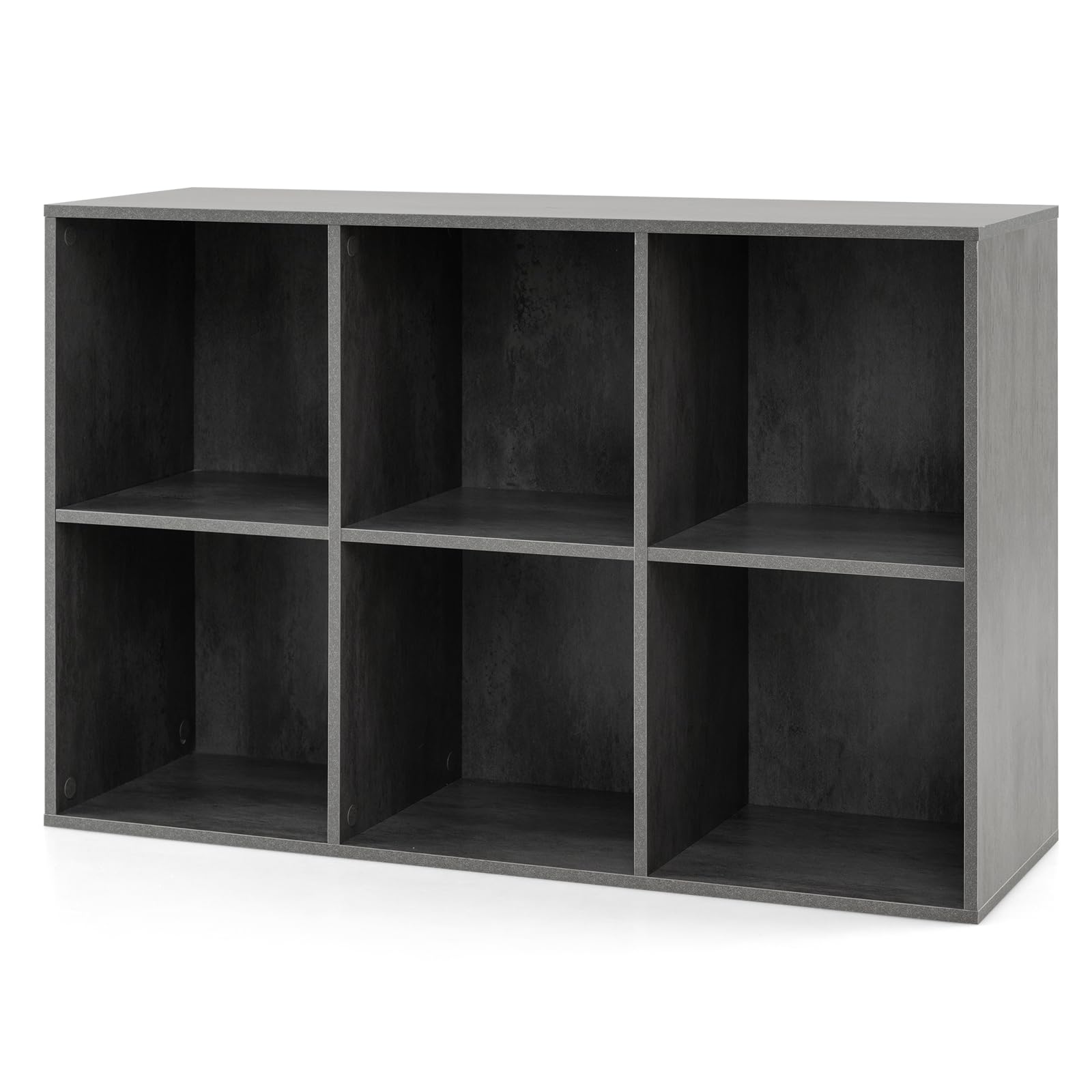 SFAREST 6-Cube Bookshelf, 3-Tier Wooden Display Bookcase (Grey)