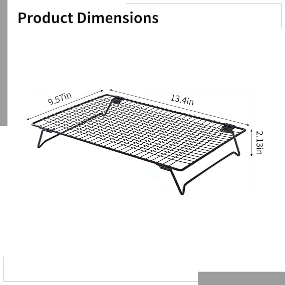 Baking Cooling Racks Stackable 2 Pcs Steel Wire Foldable, Stands Cookies Breads Meats