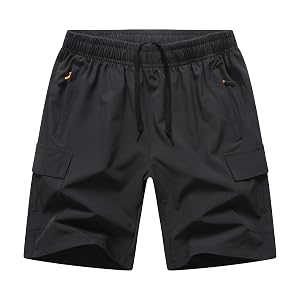 Boys Cargo Shorts Outdoor Quick Dry Hiking Shorts Lightweight Athletic Short with Zipper Pockets