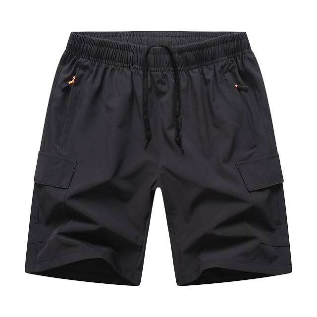 Boys Cargo Shorts Outdoor Quick Dry Hiking Shorts Lightweight Athletic Short with Zipper Pockets