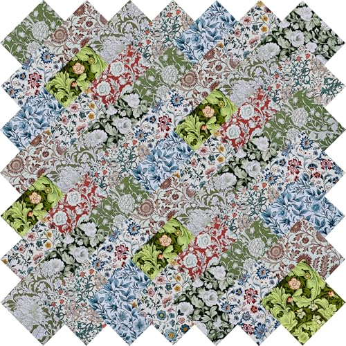 Image of 5 inchx5 inch 50pcs Cotton Fabric Squares for Sewing Quilting Supplies- Morris A | Good quality wonderful colors beautiful patterns soft and sturdy 100% cotton fabric squares perfect for quilting projects