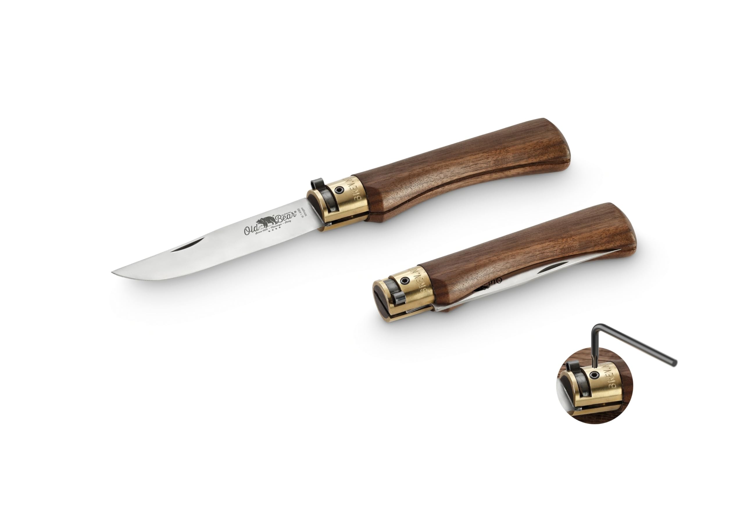 Old Bear Coltello linea classica manico in legno noce americano, lama in acciaio inox (misura XL - art. 9307/23_LN OBB)