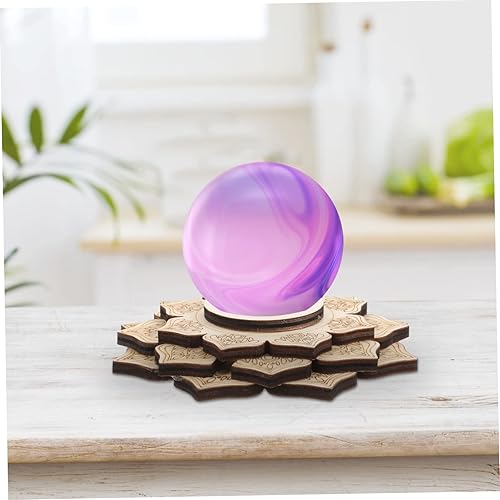 Miniatura 4 de Base de bola de cristal Decoración del hogar Base de madera Lotus Decoración Orbe Soporte de madera Lotus Crystal Stand Mesa Base Bola de cristal