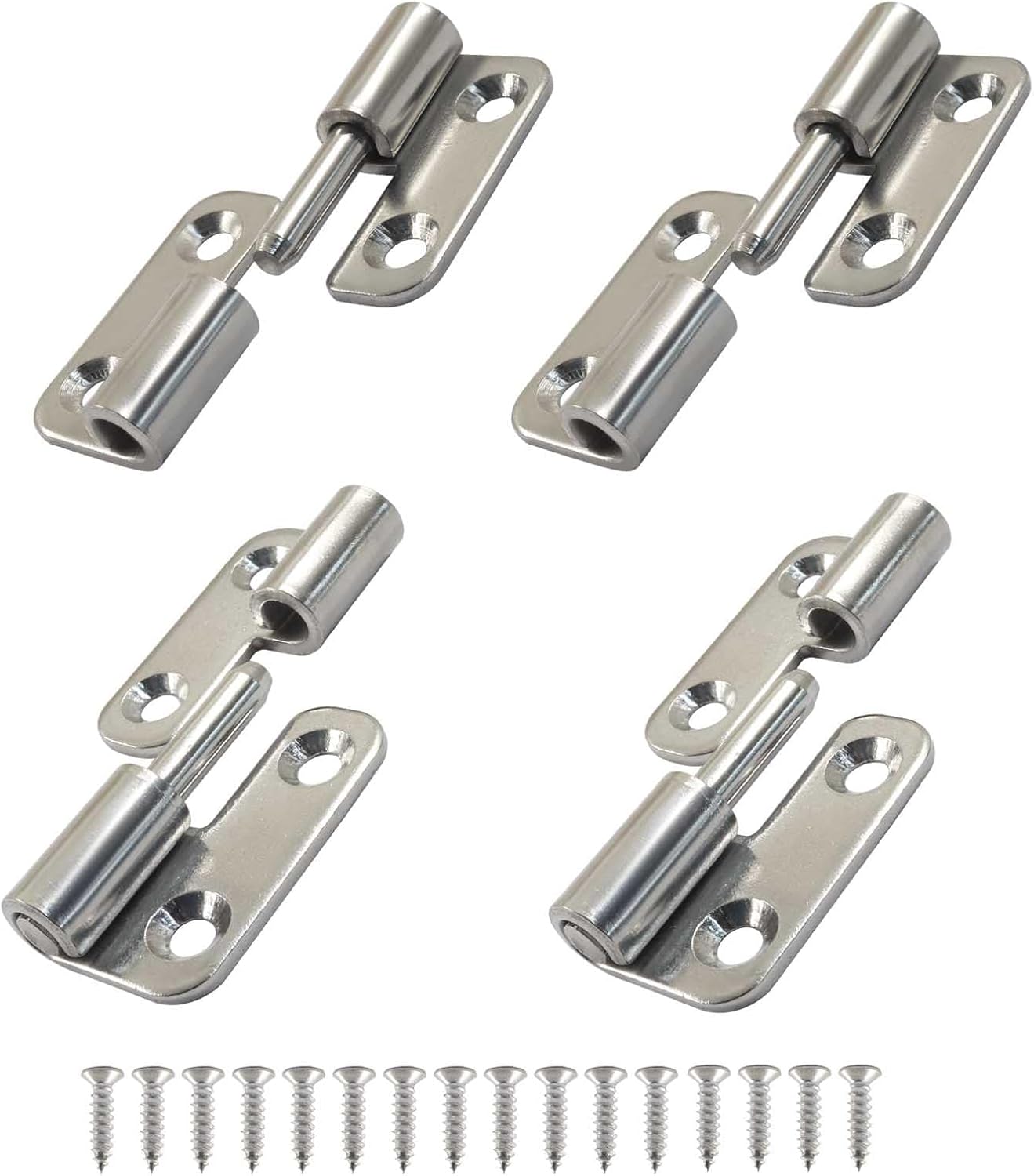 6 Pack 1.5 Inch Detachable Hinges, 304 Stainless Steel Silver Small Flag Hinges with Screws, Right Lift-Off for Cabinet, Door, Furniture