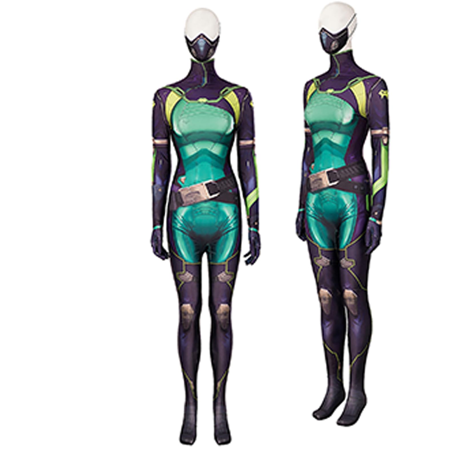 YJCOS Game Viper Cosplay Costume Green Jumpsuits Bodysuit Halloween Stage Role Play Outfits Uniform with Mask - Small