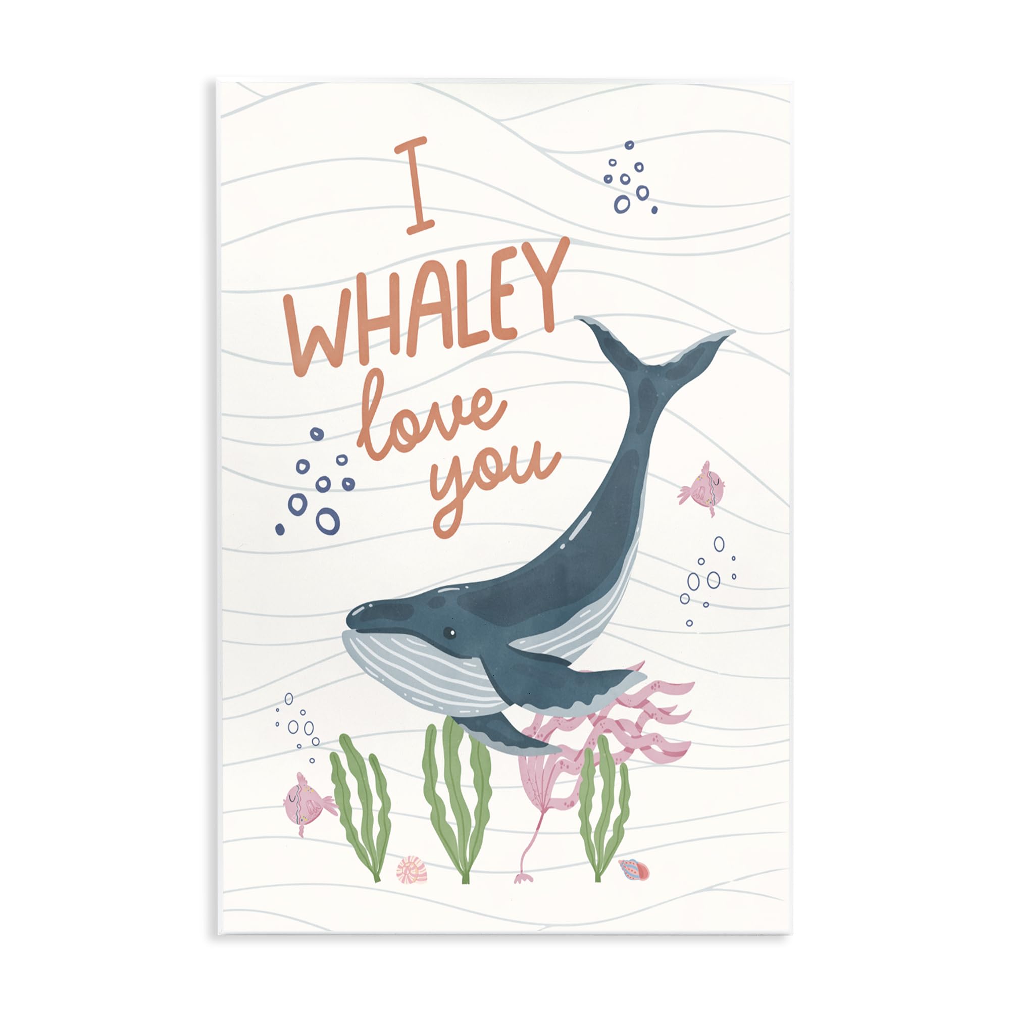 Whaley Love You Quirky Ocean, 13 x 19 Inch Mounted Print on Wall Plaque