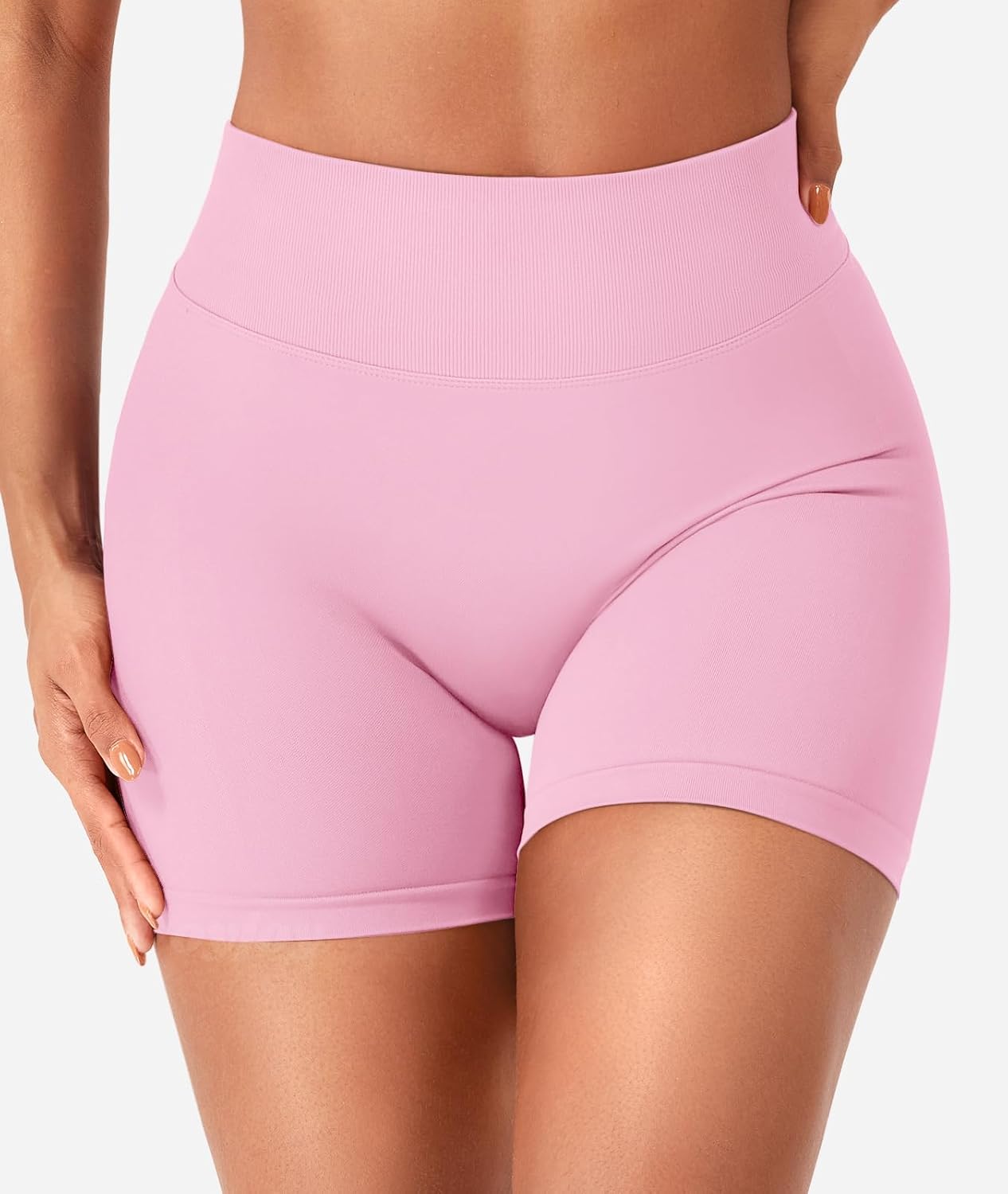 VOYJOY Women Workout Impact Shorts 3.6" V Back High Waist Scrunch Butt Lifting Seamless Gym Biker Shorts - Image 4