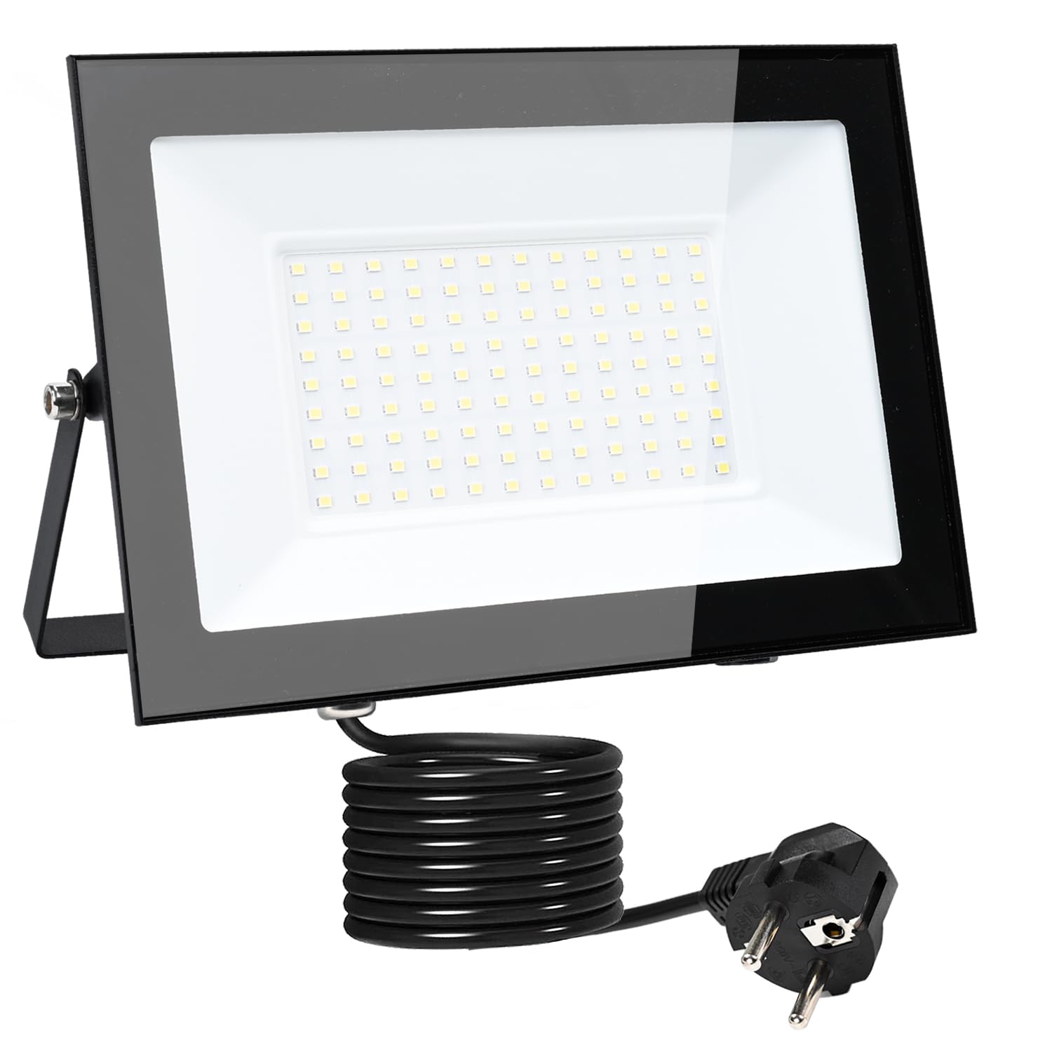 MOLVCE Led Strahler Außen 100W 6000K Kaltweiß, Aluminium Superhell 8500LM LED Scheinwerfer mit Stecker und 3 Meters Kabel, IP66 Wasserdicht Außenstrahler für Garten, Parkplatz, Garage, Türen