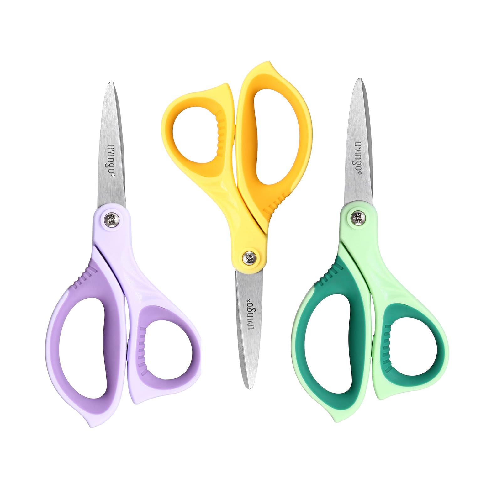 LIVINGO 6” Kids Scissors for School - Pointed Tip Student Scissors for Children Comfortable Grip Craft Cutting Paper, Ages 8-11