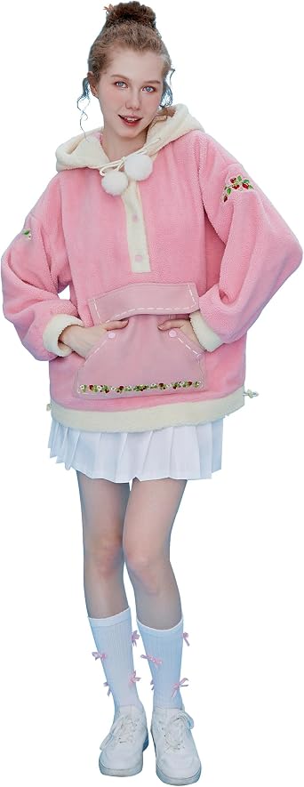 Micotaku Strawberry Shortcake Womens Sweatshirt Hoodie Long Sleeved Furry Outfit