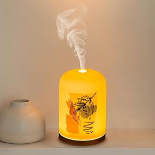 Essential Oil Diffuser with Handmade Ceramic Cover, 110ML Aromatherapy Diffuser for Large Room, Quiet Ultrasonic Aroma Diffuser with Auto-Off, Timer, Night Light for Home, Yoga & Office