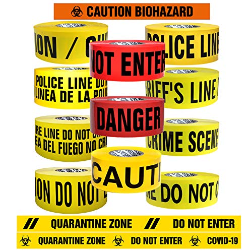 Presco Premium 3 Mil Thick Barricade Tape: 3 in x 1000 ft. (Orange with Black"CAUTION BIOHAZARD" printing)