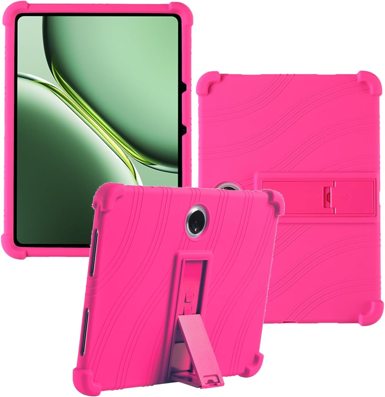 Case for Oneplus Pad 2/Pad Pro 12.1 inch 2024 New Tablet PC Android 14- Soft Silicone Shock Proof Lightweight Stand Rubber Shell Protective,Kids Friendly Soft Silicone Adjustable Stand Cove,Rose Red.
