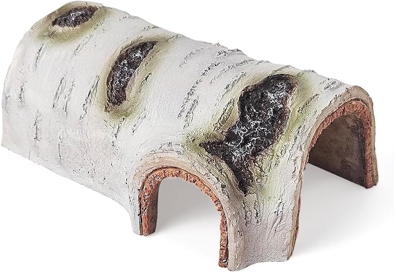 Esconderijo para répteis em resina com plataforma de basking estilo casca de bétula Knrusioy, Small