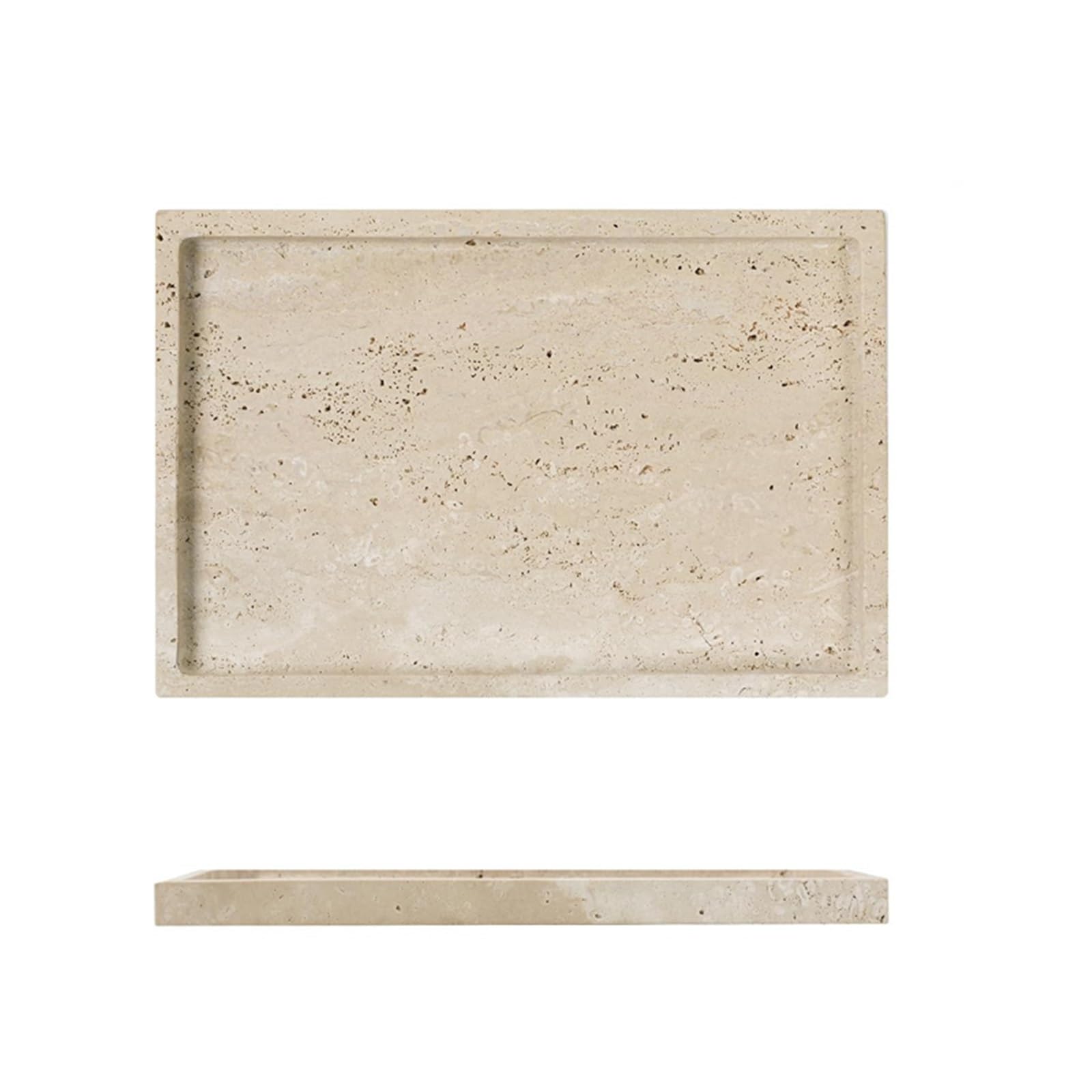 Bathroom Stone Tray Decorative Travertine Tray for Bathroom Vanity Kitchen Table Vintage for Jewelry Cosmetics Perfume Trinket Roon Decoration(25x15x3.0cm)