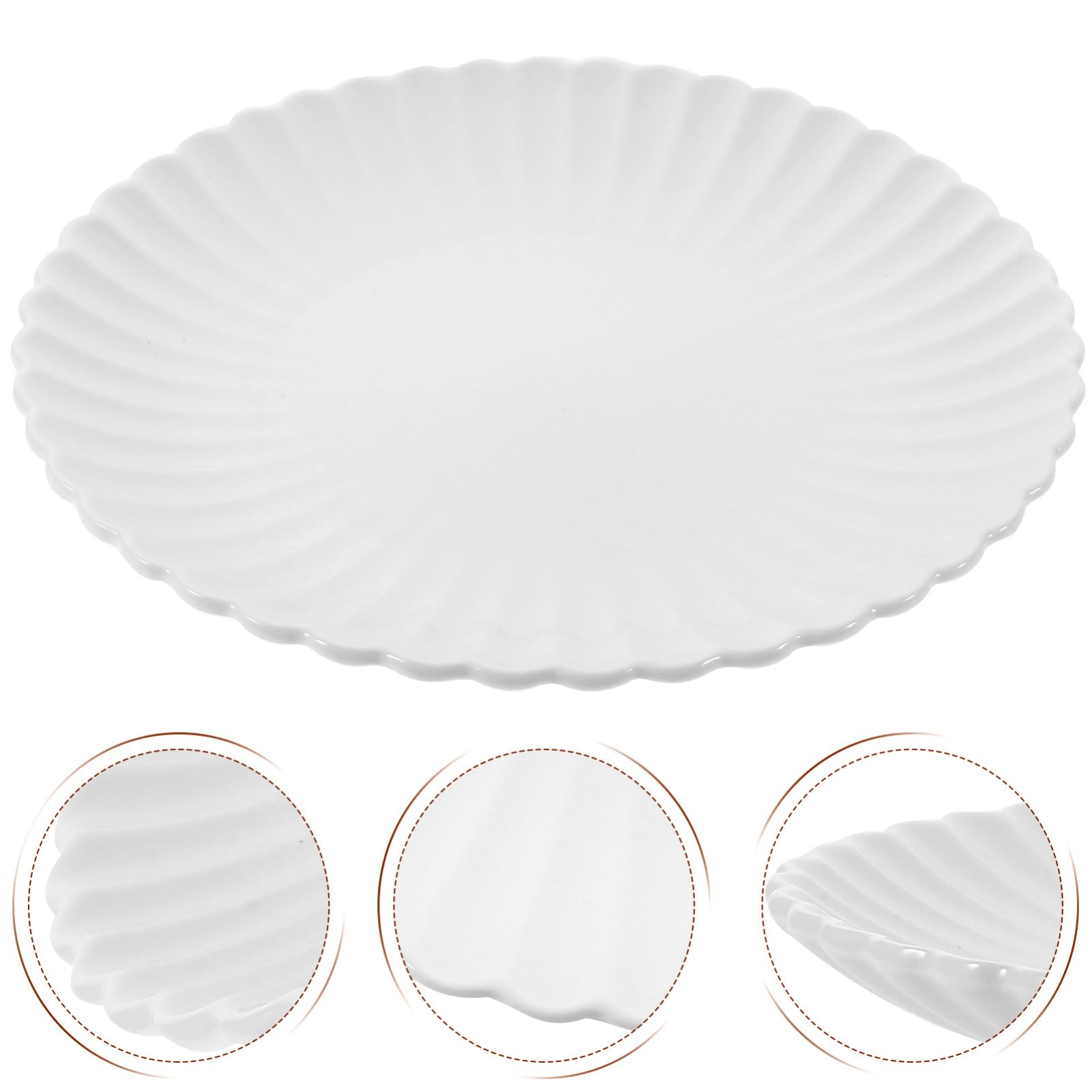 OFFSCH Chrysanthemum Shaped Snack Plate White Dessert Tray for Food Fruit and Cheese Elegant Kitchen Tableware Rustic Design for