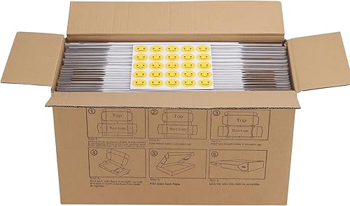 Miniatura 7 de HORLIMER Juego de 25 cajas de envío de 10 x 7 x 3 pulgadas, caja de cartón corrugado blanco, 25 calcomanías incluidas