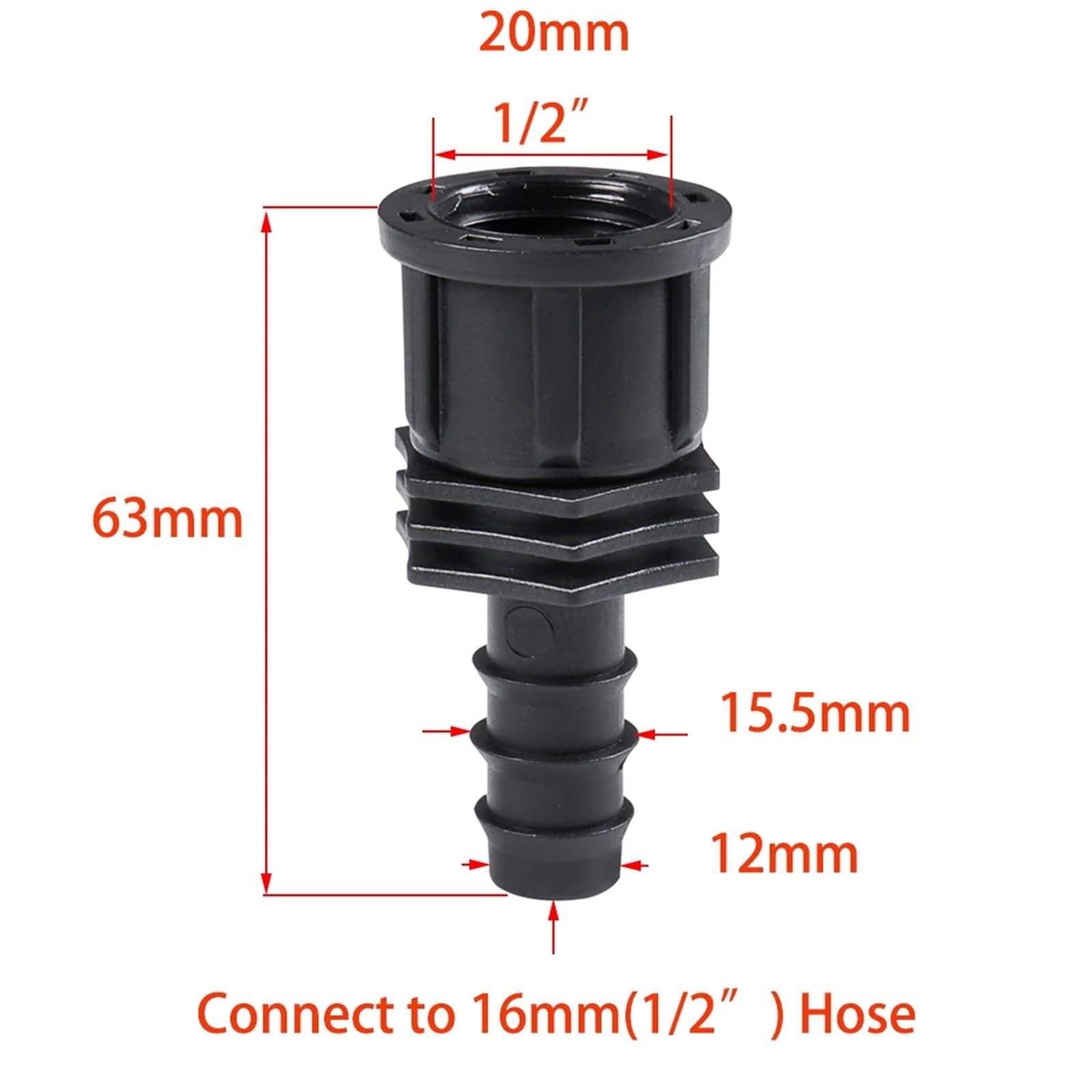 8 connettori per tubo da giardino, 16 mm, 20 mm, 25 mm, filettatura