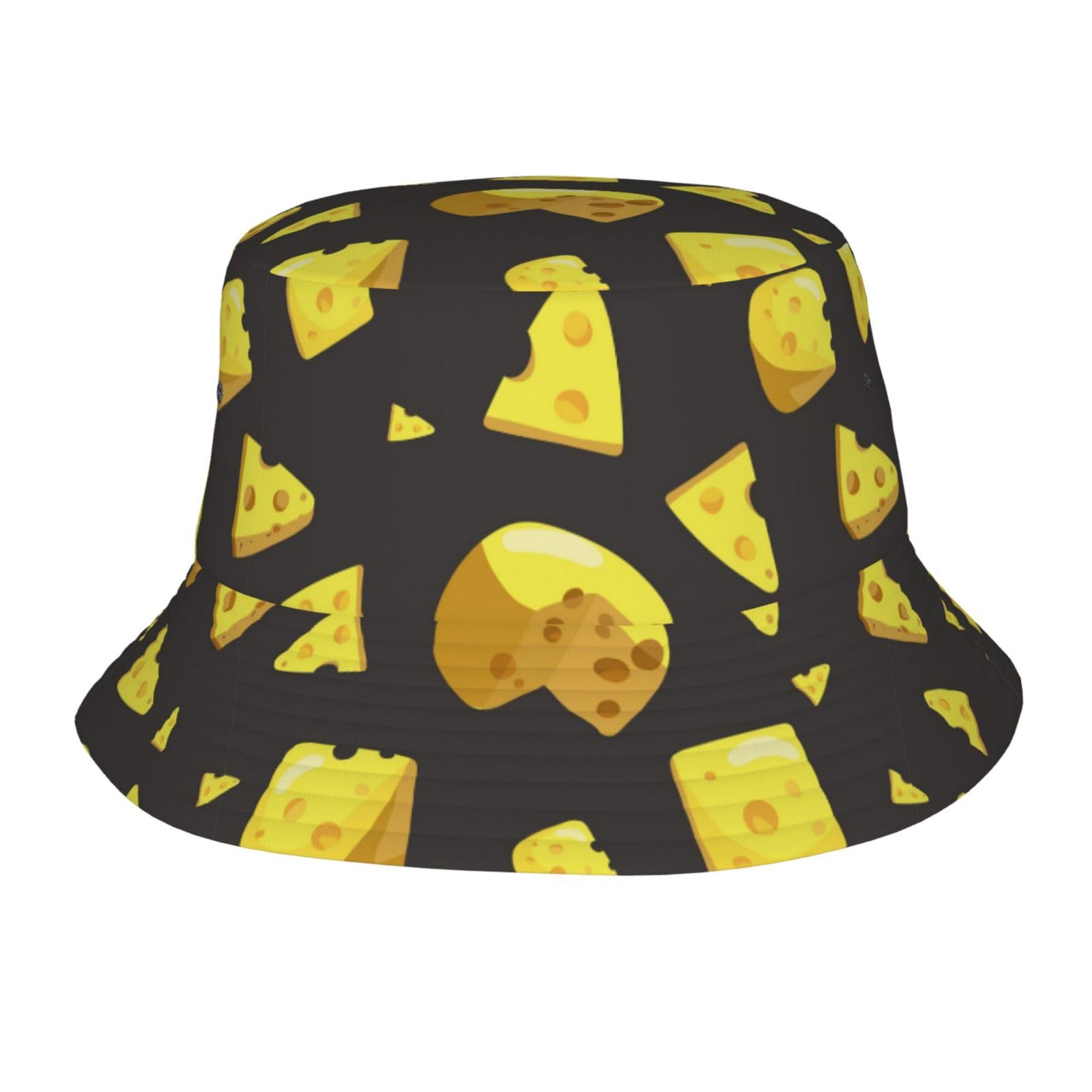 Yellow Cheese Pattern Bucket Hat Fisherman Hats Packable Sun Cap Outdoor Summer Travel Beach Cap for Women Men Unisex