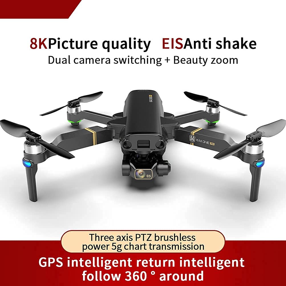 Drone with 3-Axis Gimbal Foldable GPS Drones with 8K Camera RC Quadcopter for Adults Drones 5G WiFi FPV EIS Anti-Shake Quadcopter with 50Mins Flight Time 2 Batteries