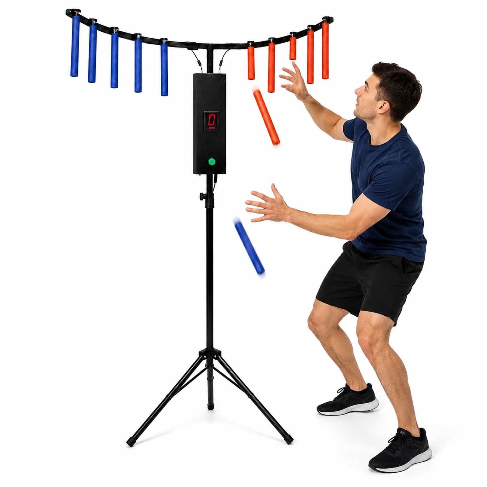 aromaoveite Reflex Arcade Stick Catching Game Machine, 10-Stick Hand-Eye Coordination Arcade Game,Adjustable-Height Tripod,Interactive Reaction Game For Events, Parties, Rentals, Corporate Use Black