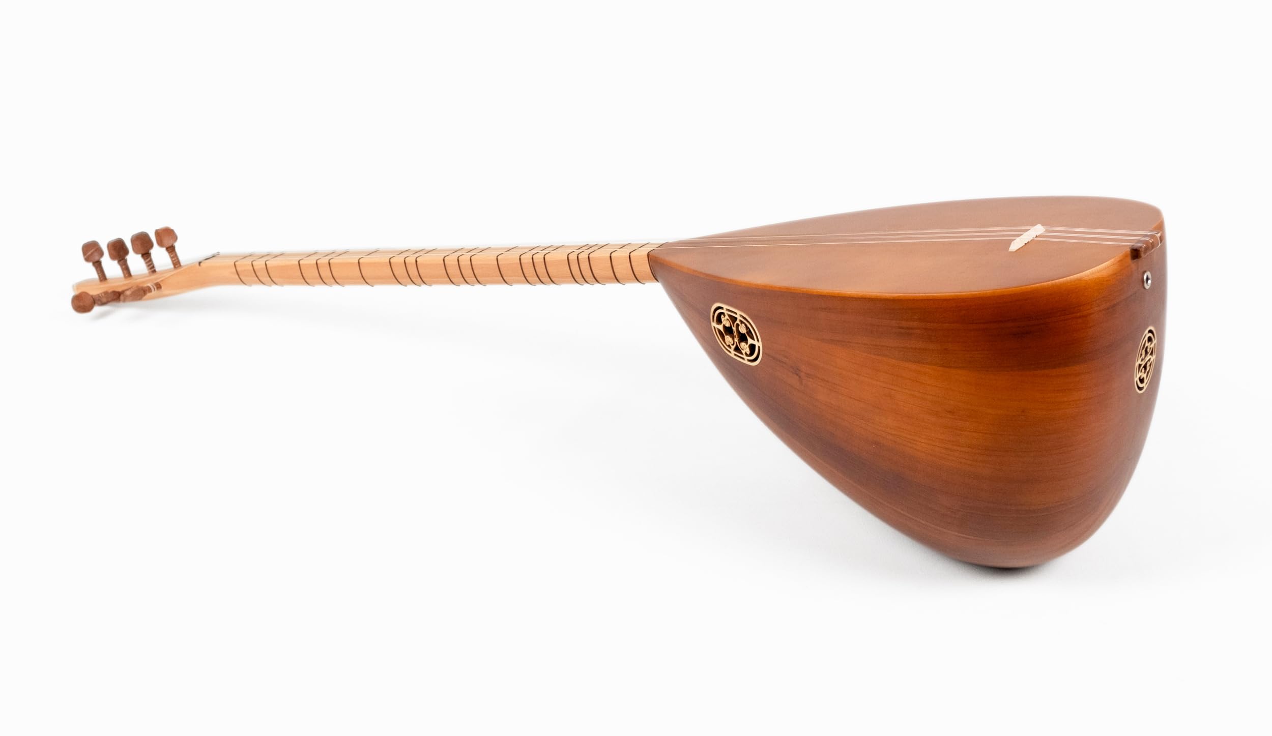 Madera de cerezo Saz de cuello largo turco con pastilla, instrumento tradicional hecho a mano