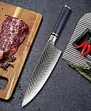 ZERAY® Cuchillo de cocina profesional de damasco de alta calidad de 32,6 cm, cuchillo de cocina profesional para sabatier, cuchillo de damasco, regalo de cumpleaños para hombres.