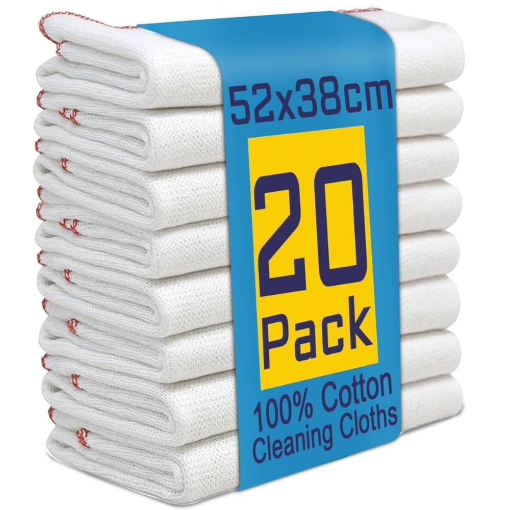Chiffons nettoyage vaisselle réutilisables blancs lot 10 essuie-tout absorbants 52x38