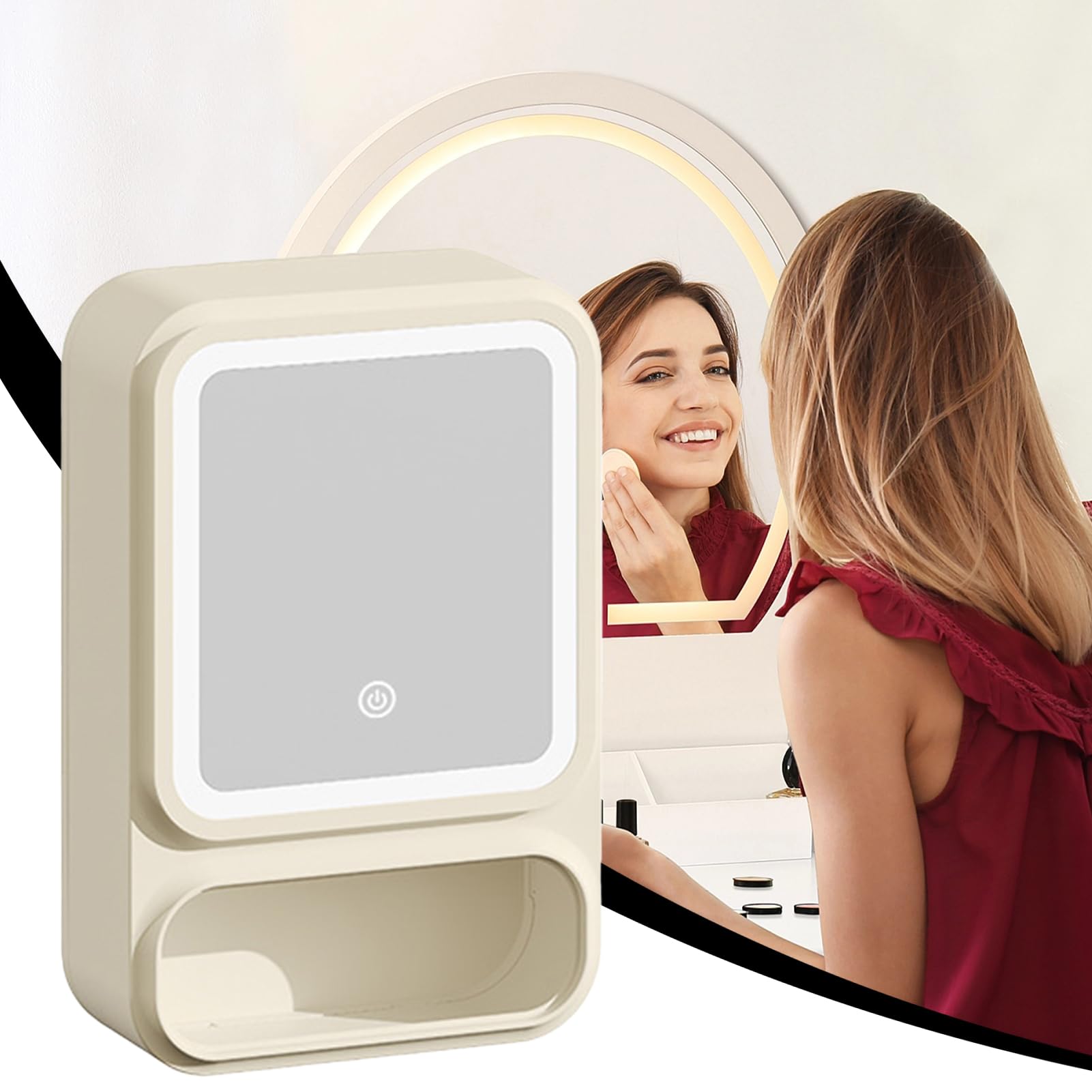 Mobile Da Bagno A Parete Organizer Portaoggetti A LED E Ripiano | Specchiera Bagno Portaoggetti Per Shampoo Bagnoschiuma Trucco Sapone Prodotti Skincare