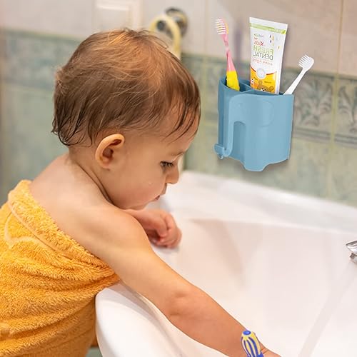 Miniatura 4 de Soporte para cepillos de dientes para niños, lindo soporte para cepillos de dientes de elefante para niños, soporte para pasta de dientes para baño,