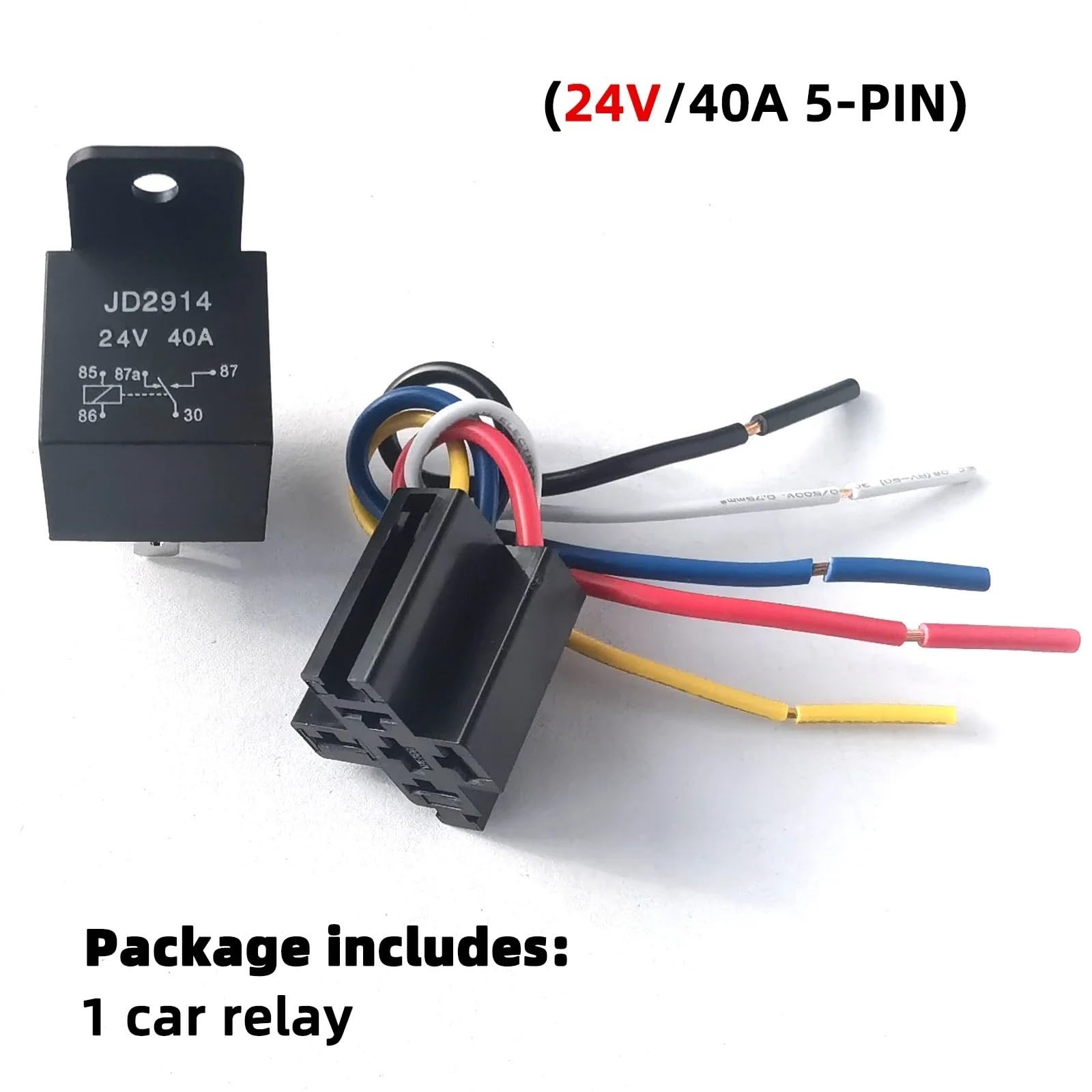 Relés de CC 12 V/24 V, 5 Pines, 40 A, para vehículos, de Larga duración, Normalmente Abiertos, para Aire Acondicionado Ligero (relé de 24 V, 5 Pines)