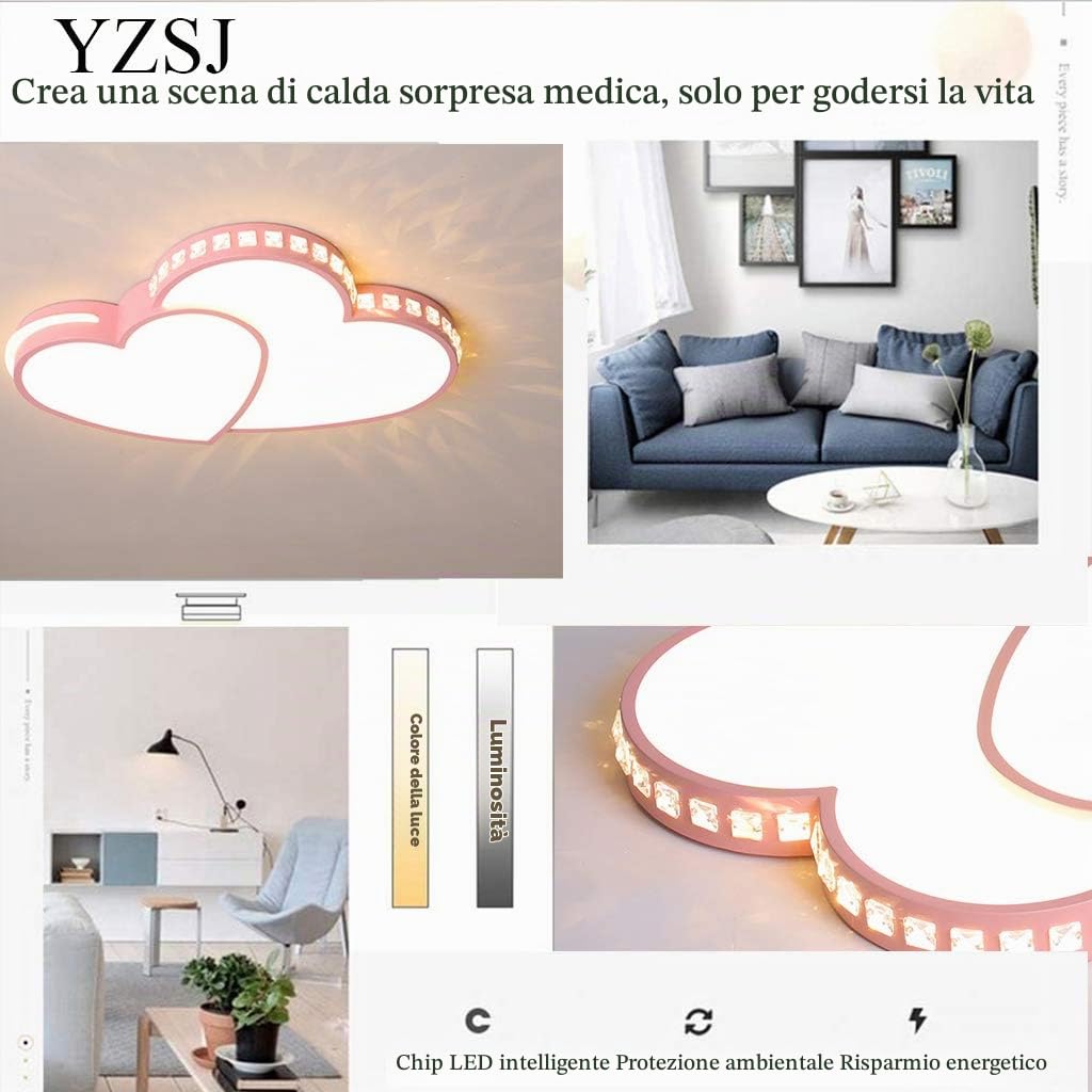 Lampada Per Cameretta Per Bambini Plafoniera A LED Dimmerabile Design A Forma Di Cuore Lampada Da Soffitto Ragazze Ragazzi Con Telecomando Cartoni Animati Camera Dei Bambini Lampadario,62cm(36w)