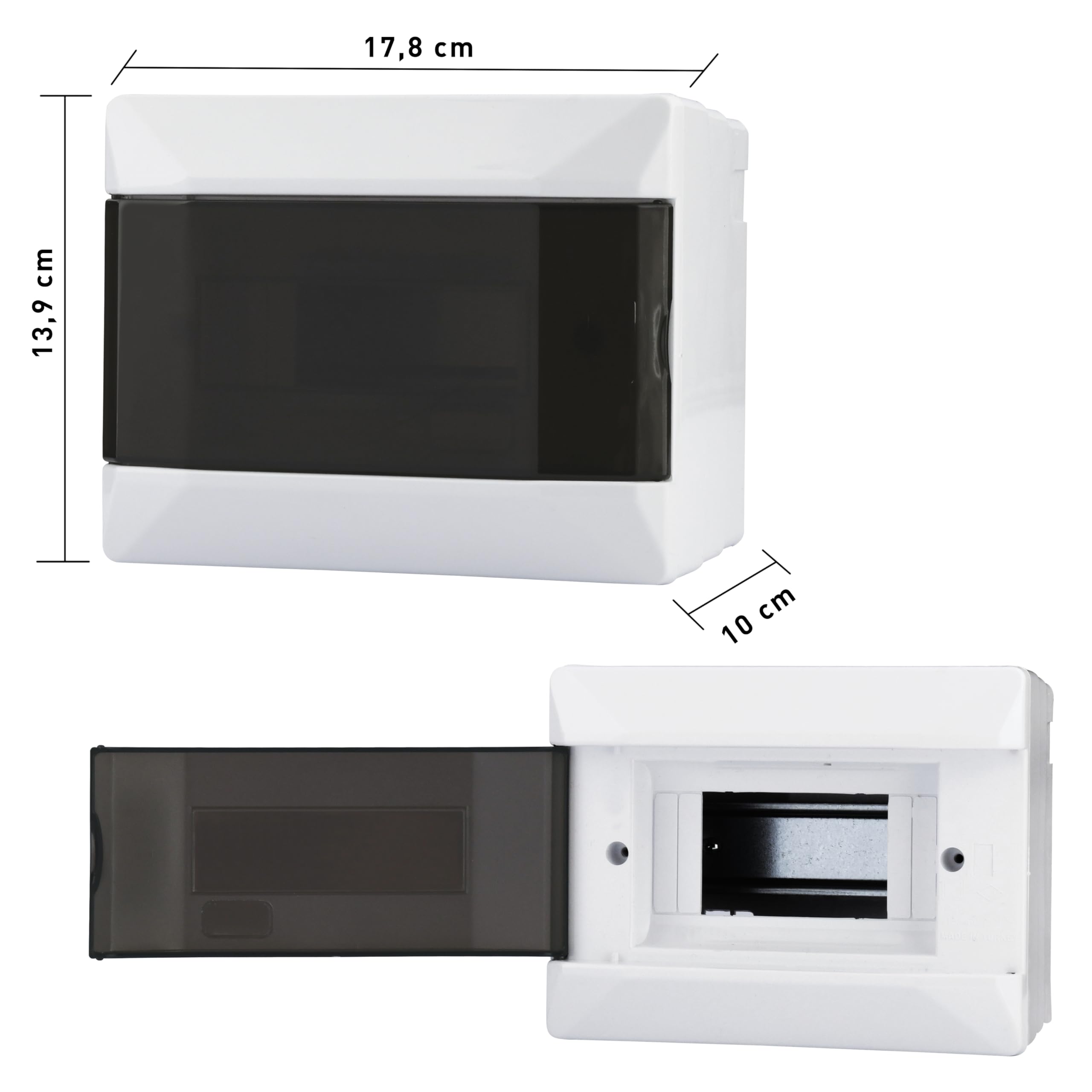 IP40 Gehäuse 8 Module Weiß Für Elektroinstallation Innen Sicherungskasten Aufputz 2-reihig Für 36 Module IP40 Weiße Tür Kunststoff Verteilerkasten