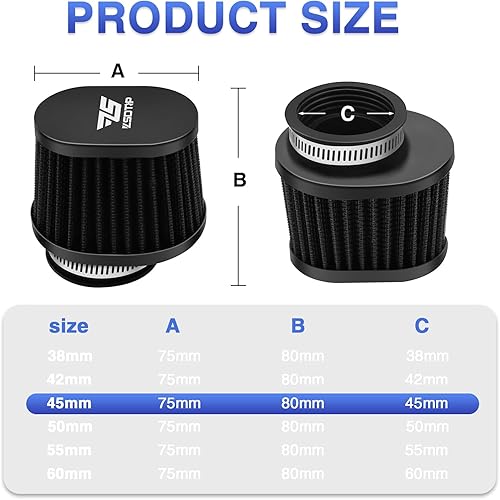 Miniatura 2 de 2 filtros de aire universales de repuesto para motocicleta, filtro de motor de 1.77 pulgadas, filtros de aire de alto rendimiento, para motocross,