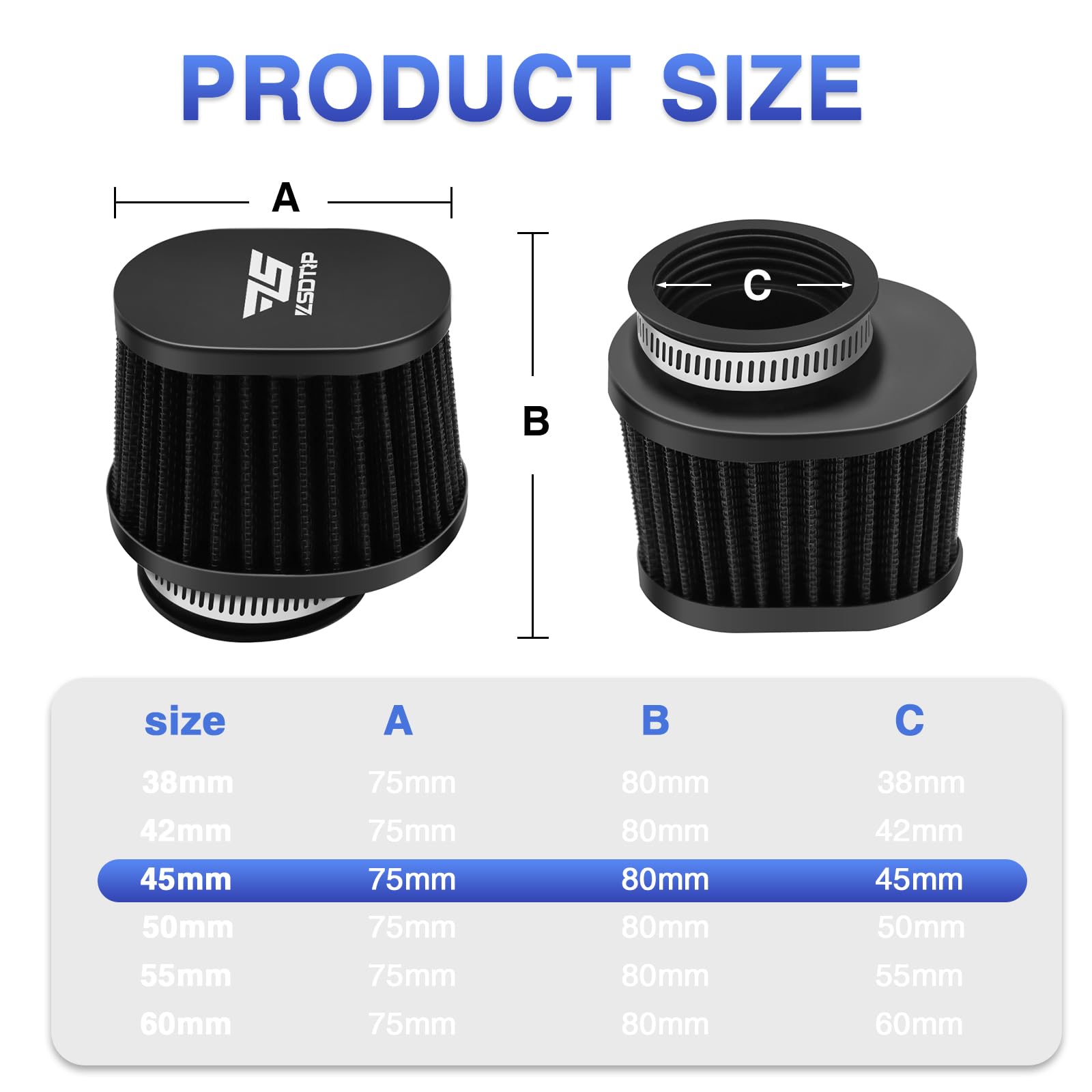 Spsld Universal Interface Aluminum Cover Air Filter High Performance Cold Air Intake Filter
