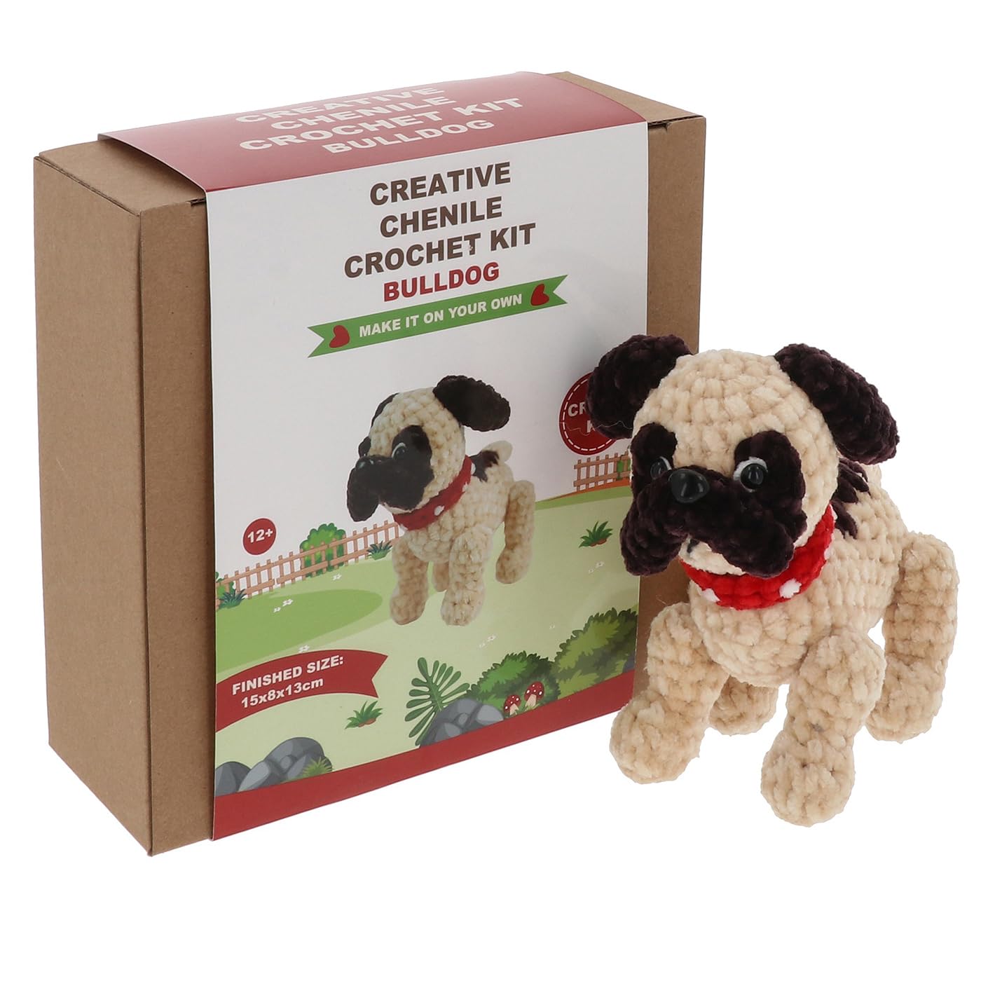 Joe Davies Chenille Crochet Kit - Brown Bulldog - Light Brown