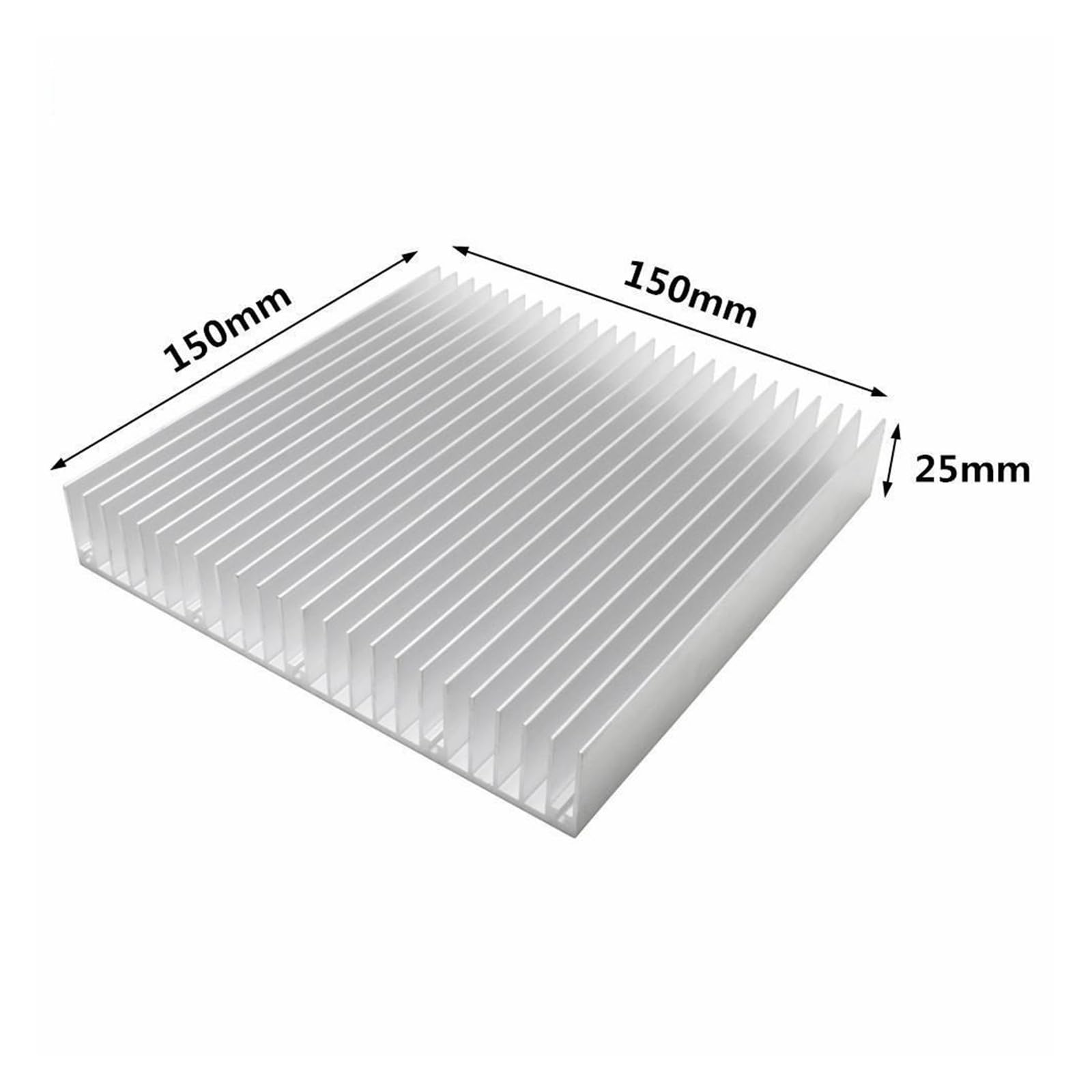 Dissipatore di calore in alluminio, dissipatore di calore per chip elettronico LED, dissipazione del calore con nastro termico (150 x 150 x 25 mm)