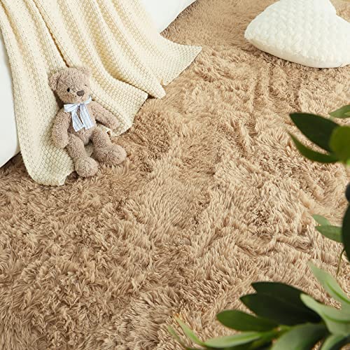 Lochas Ultra Soft Indoor Modern Area Rugs Fluffy Living Room Carpets For Children Bedroom Home Decor Nursery Rug 8X10 Feet, Light Tan #TOP5