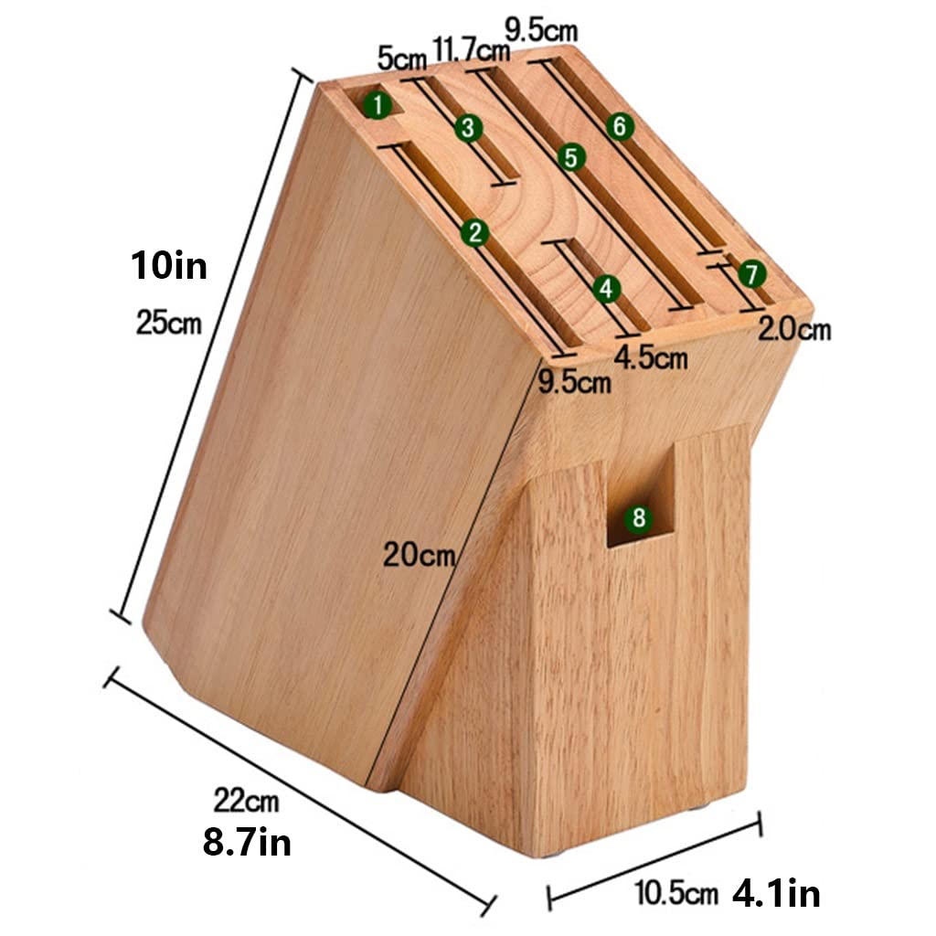 Bloque de Cuchillos Bloque de Cuchillo de Madera de Goma, 7 Orificios Tenedor de Cuchillo Universal sin Cuchillos con hornillo de Escenario de Escenario Suministros de Cocina Universal