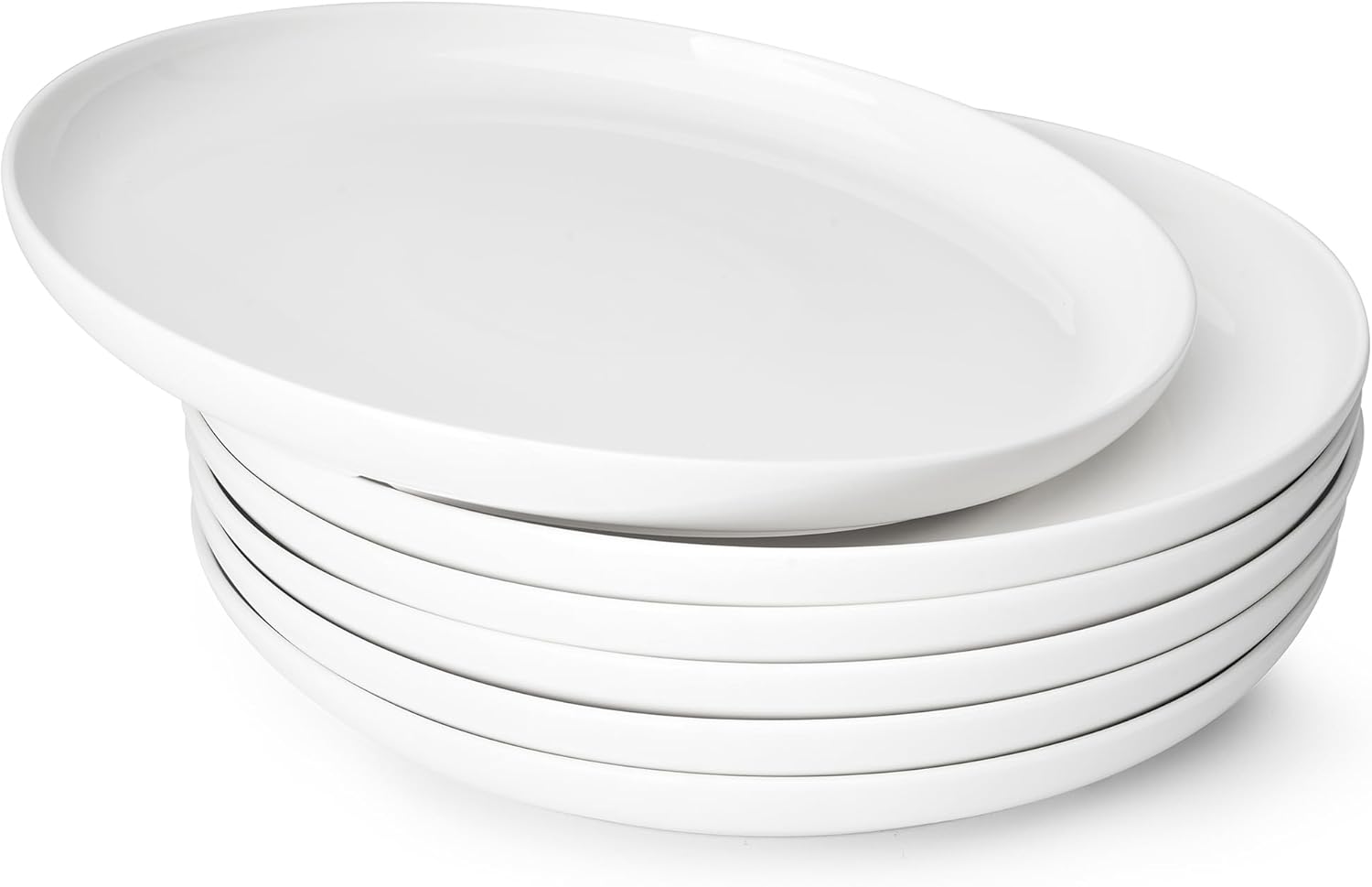 Sweese Porcelain Dinner Plates Set of 6, 10 Inch Lightweight Round Dish Set - Dishwasher, Microwave, Oven Safe, Scratch Resistant, Kitchen Serving Dishes - White