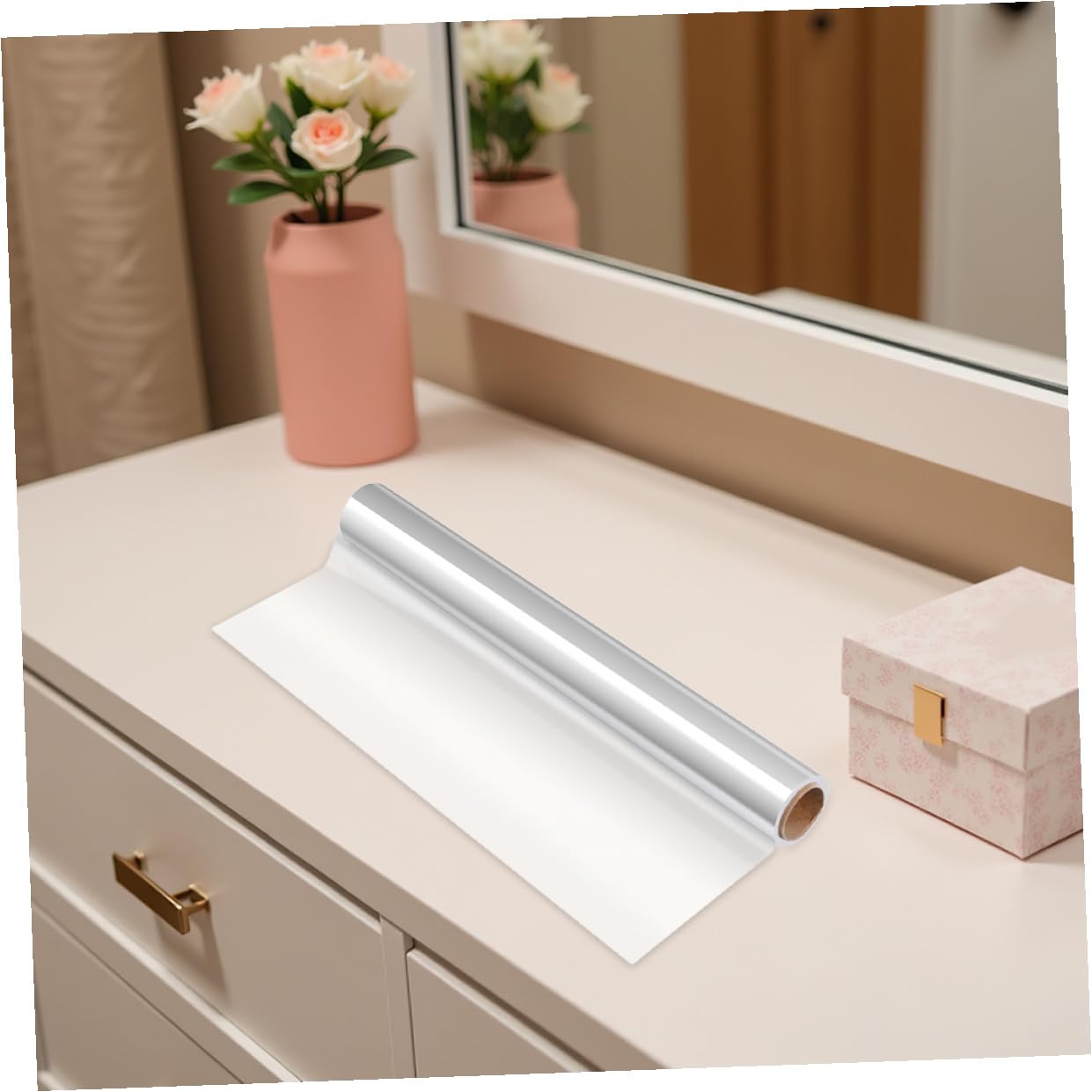Healvian Transparente Zellophanfolie 50cm X 50m mit Dicke Opp Material Praktische Rolle für Blumensträuße und Festliche Verpackungen