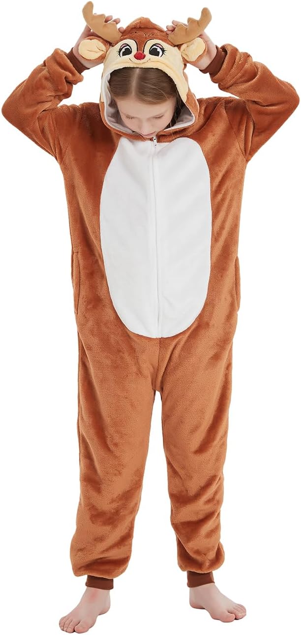 ABENCA Kids Onesie Animal Girls Costume One Piece Pajamas Sleepwear Cosplay Halloween Christmas - Image 3