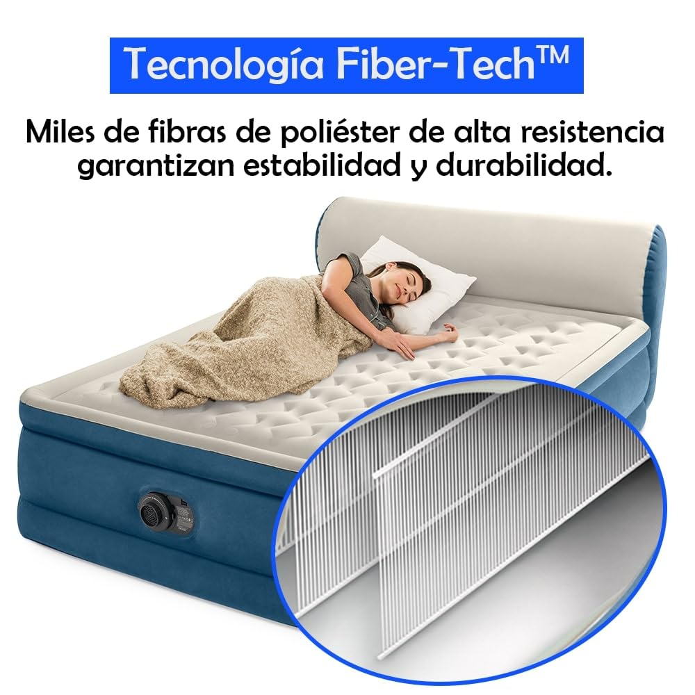 Silky Bed Cama Hinchable Doble 229x152x79 cm – Autoinflable con Bomba Eléctrica Integrada, Comodidad Ergonómica, Cabecero Alto y Bolsa de Transporte – Visto en TV